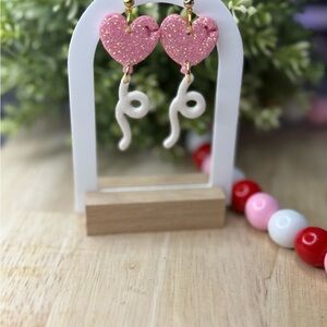 Pink Heart Dangle Earrings